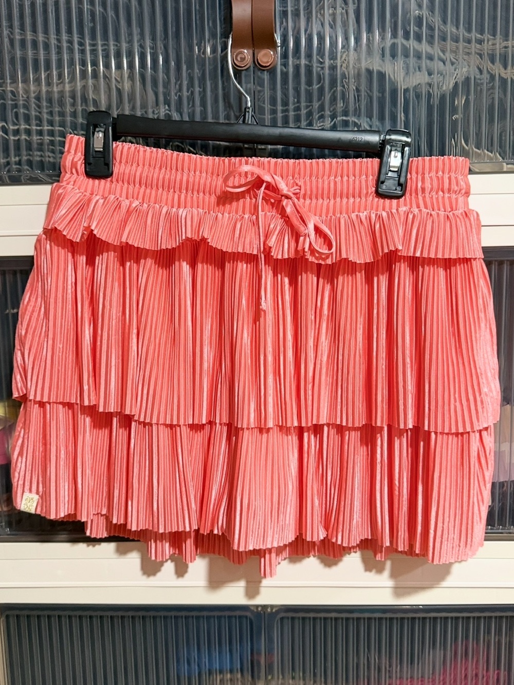 Simply Southern Coral Pink Pleated Tiered Skater Skirt